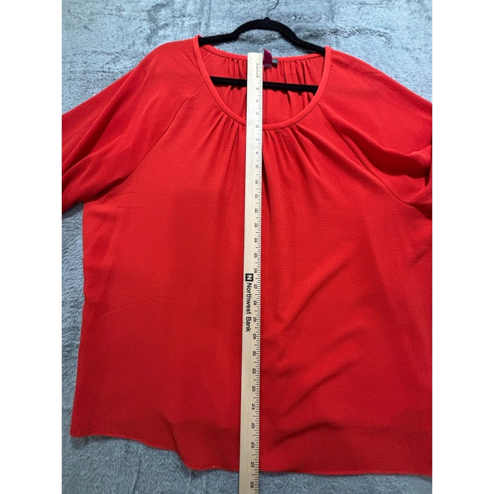 Vince Camuto XL Womens Red Bell Sleeve Blouse Boho Casual Textured Crepe Top - Picture 7 of 13